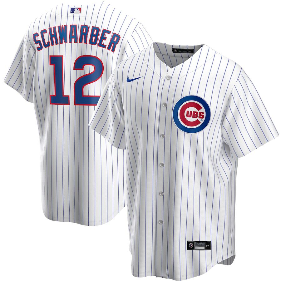 Mens Chicago Cubs 12 Kyle Schwarber Nike White Home Replica Player Name MLB Jerseys